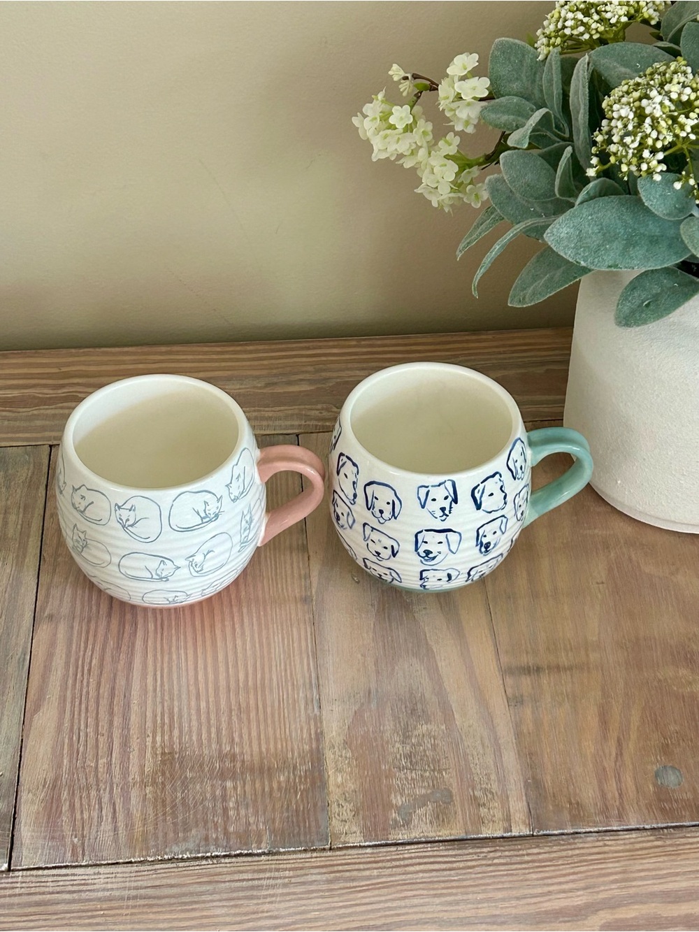 Anthropologie (Leah Goren) Dog & Cat Motif Stoneware Mug Set 🐾 🆕 - Picture 11 of 11